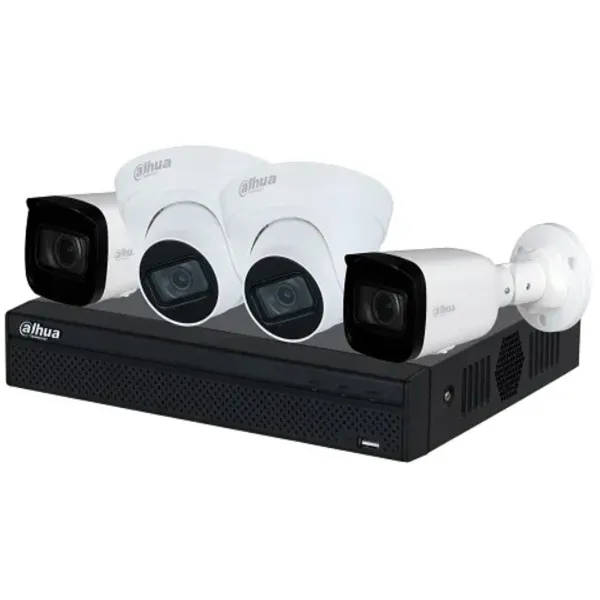 Kit Vigilancia IP Dahua DHI-KITNVR1104HS NVR 4 Canales PoE, Incluye 2 Cámaras Bullet IP 2MP Full HD