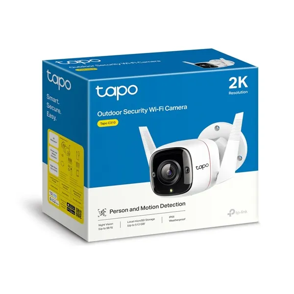 Cámara Wi-Fi TP-Link Tapo C310 Exterior Bullet 3MP 2K, IP66 Exterior, Visión Nocturna 30m, Detección y Sirena