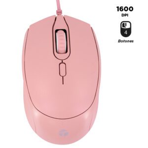 mouse teros te 1226s usb rosado 1600 dpi